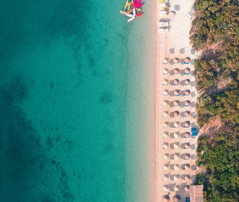Aerial view of Vathiavali beach, close to Paleros