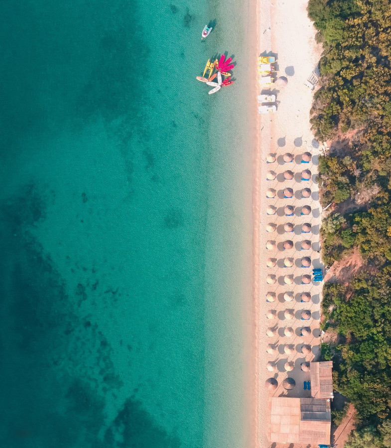 Aerial view of Vathiavali beach, close to Paleros